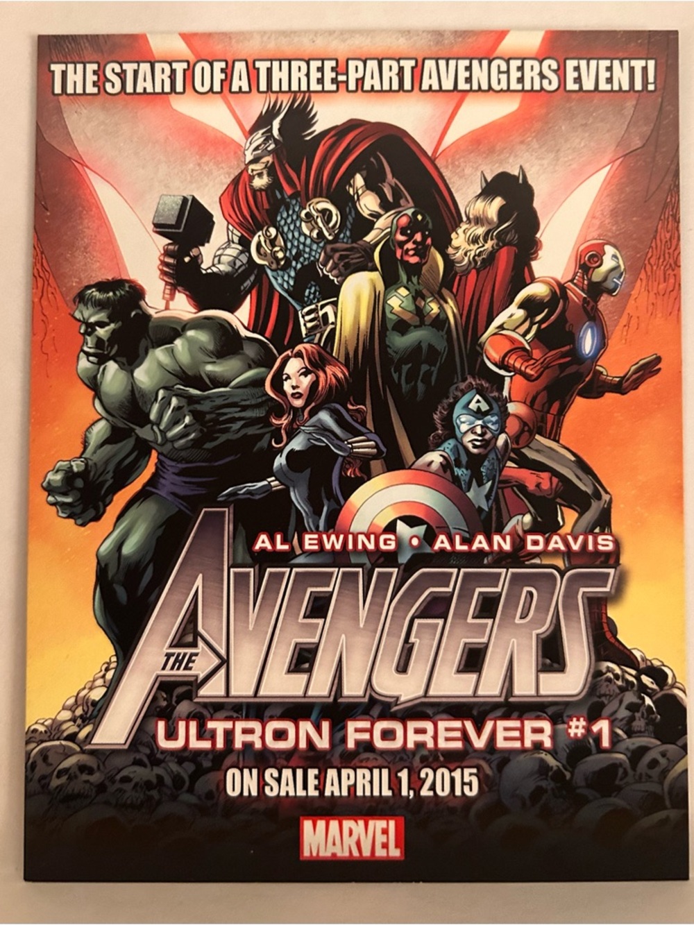 MARVEL COMICS AVENGERS 2015 MARVEL ULTRON FOREVER 4.5" X 5.5" PROMO CARD